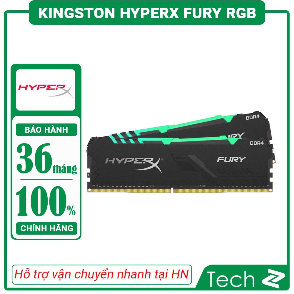 Ram Desktop Kingston HyperX Fury RGB 32GB (2x16GB) DDR4 3200Mhz