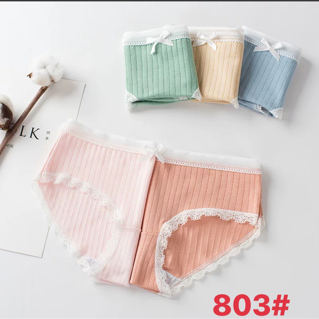 Combo 5 quần lót nữ tăm tre kháng khuẩn cotton cao cấp cạp lưới viền ren phối nơ xinh.