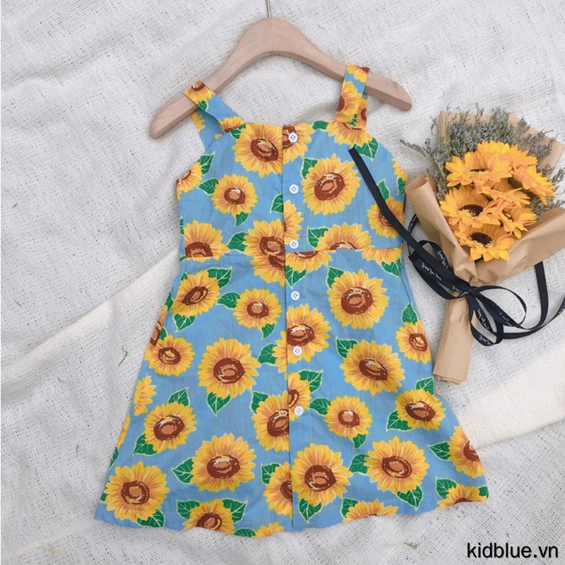Đầm Công Chúa Không Tay Cài Nút Dành Cho Bé Gái 3-8T