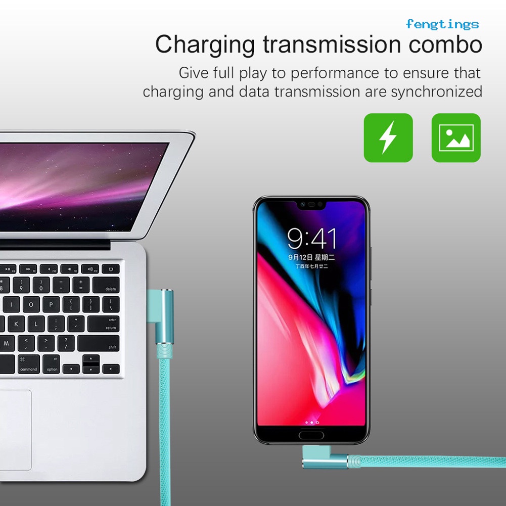Dây cáp sạc nhanh đầu bẻ góc 90 độ Micro USB Type C 8Pin thích hợp cho iPhone Android