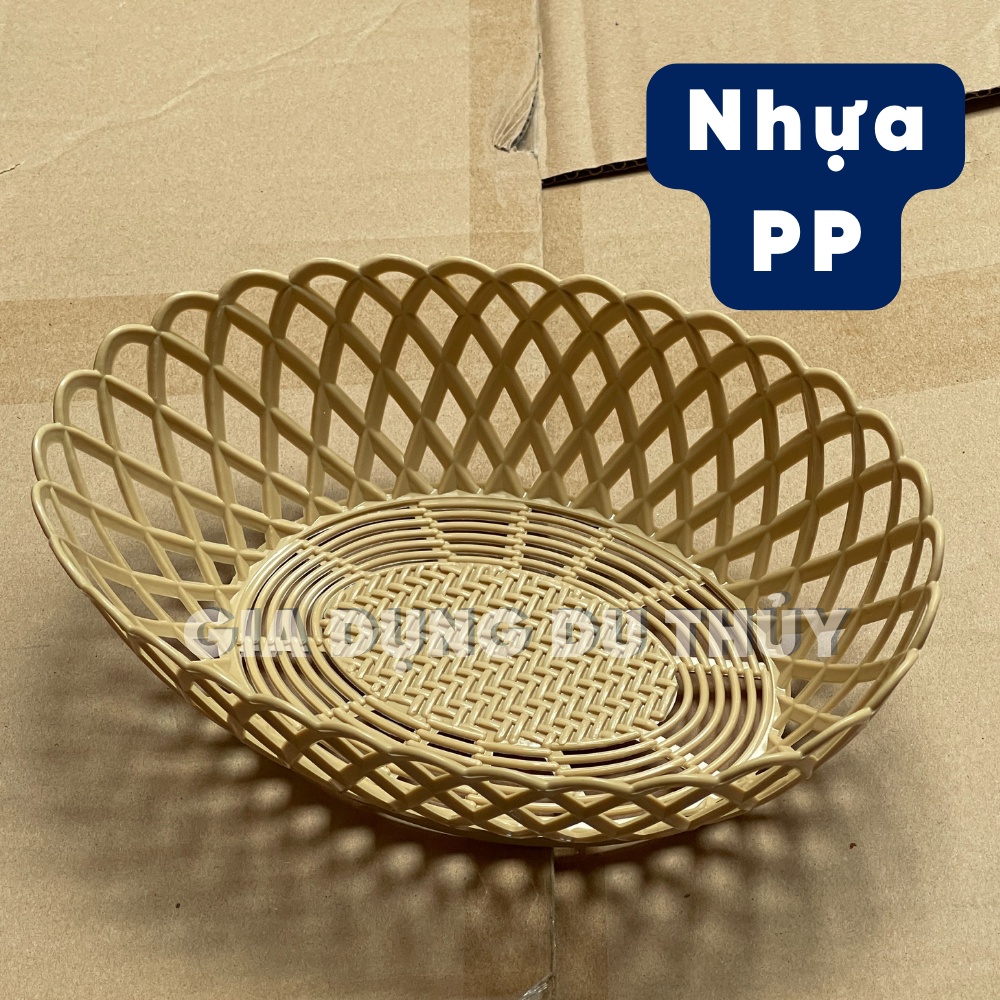 Rổ oval giả mây đựng rau sống quán ăn, đựng trái cây chất liệu nhựa PP - RỔ BẦU DỤC MÂY VIỆT NHẬT
