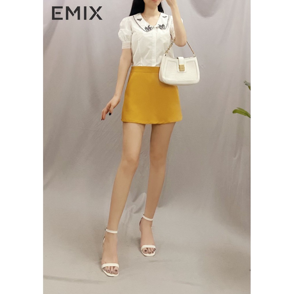Quần đùi giả váy dáng chữ A EMIX (2 màu), dáng ngắn, cạp cao, có túi chéo, khóa, vải tuyết mưa, mềm mại