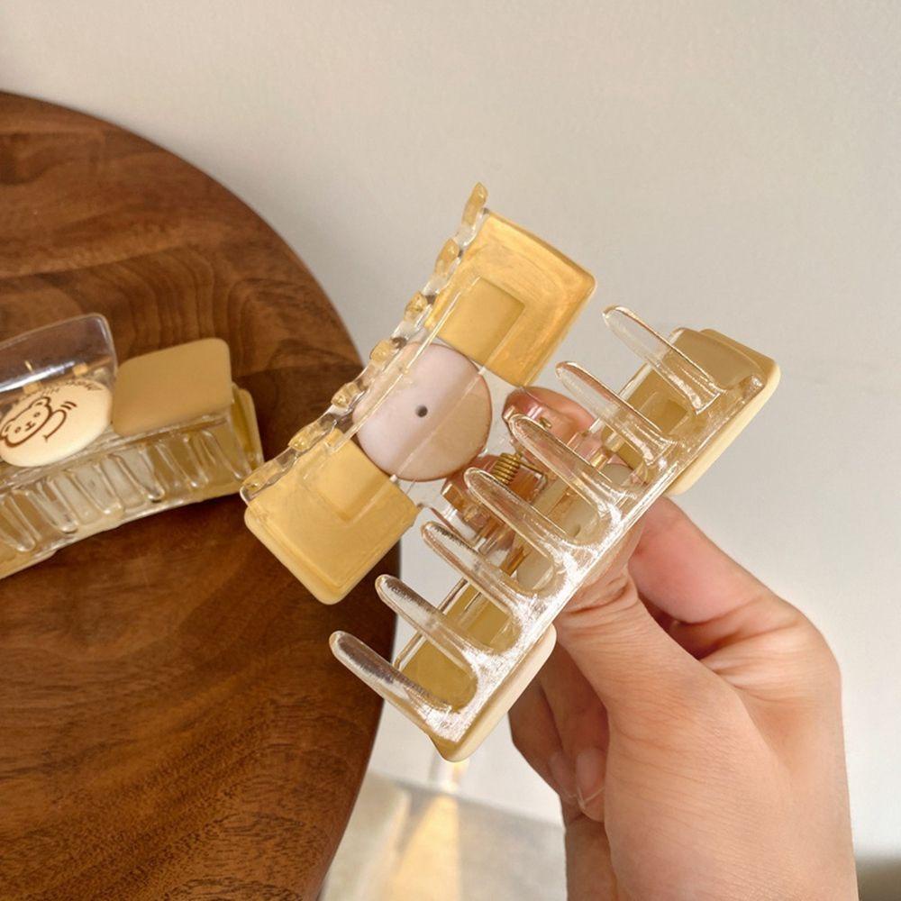 Kẹp Tóc Hình Khối Lập Phương Bằng Nhựa Resin Màu Ngà Thanh Lịch Cho Nữ