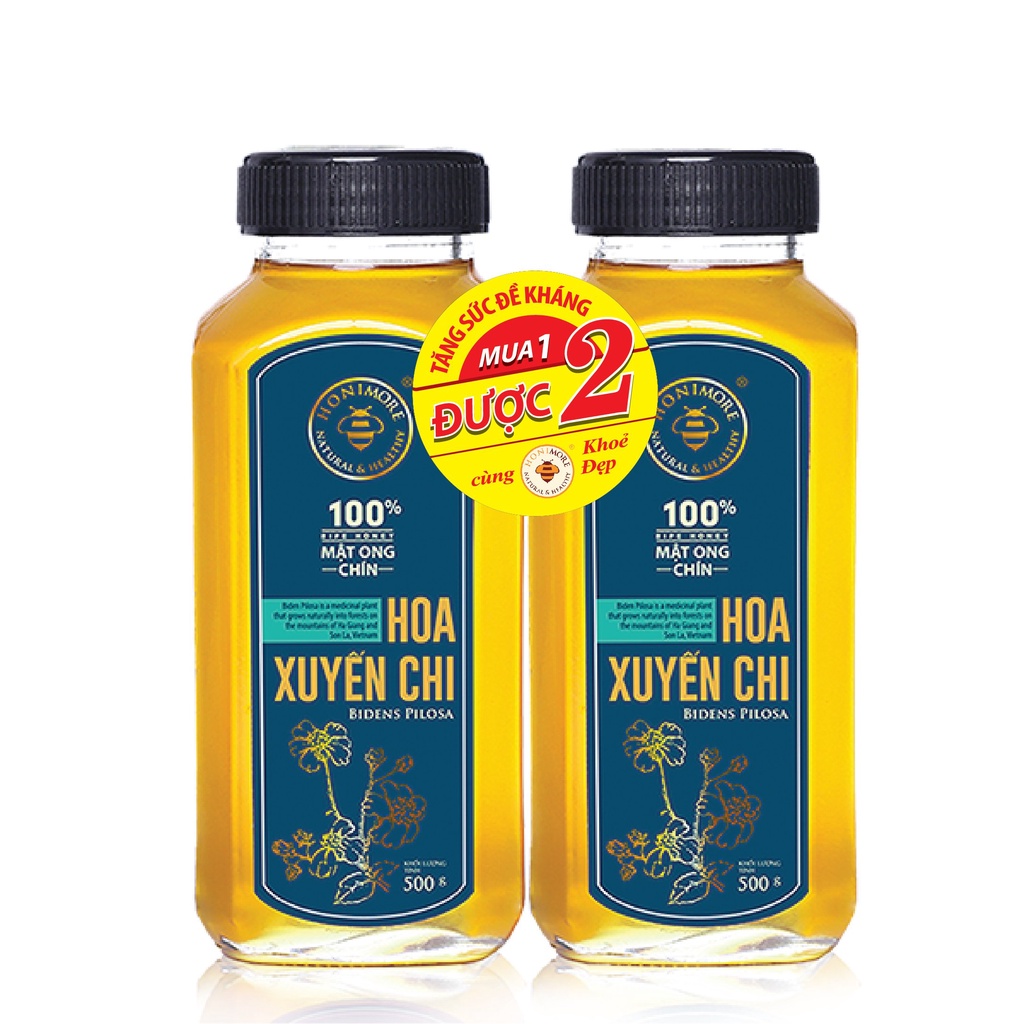 Combo Mật ong nguyên chất Hoa Xuyến Chi Honimore 500g + Mật ong rừng nguyên chất 500g- giúp tăng cường đề kháng