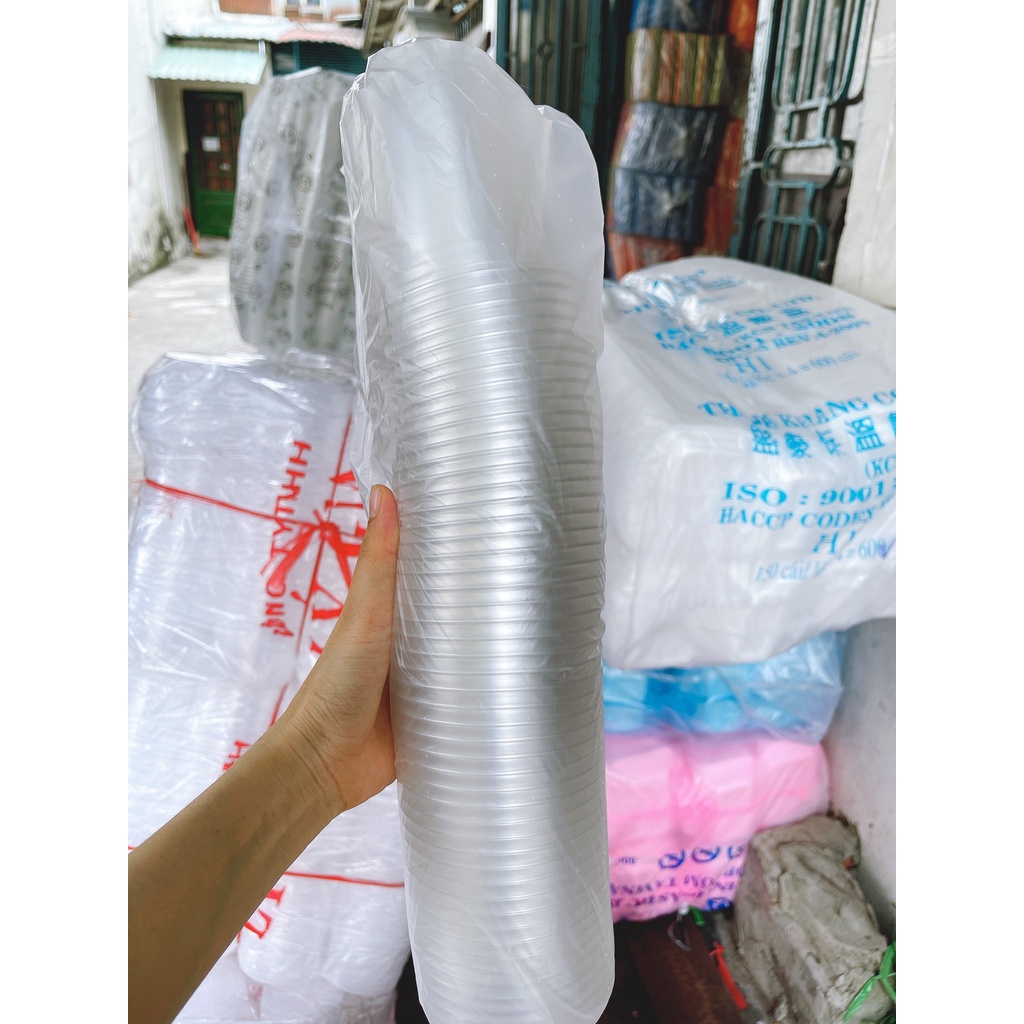Ly nhựa cứng loại dày có nắp cầu, nắp cầu riêng - 360ml, 500ml - Ly nhựa PET
