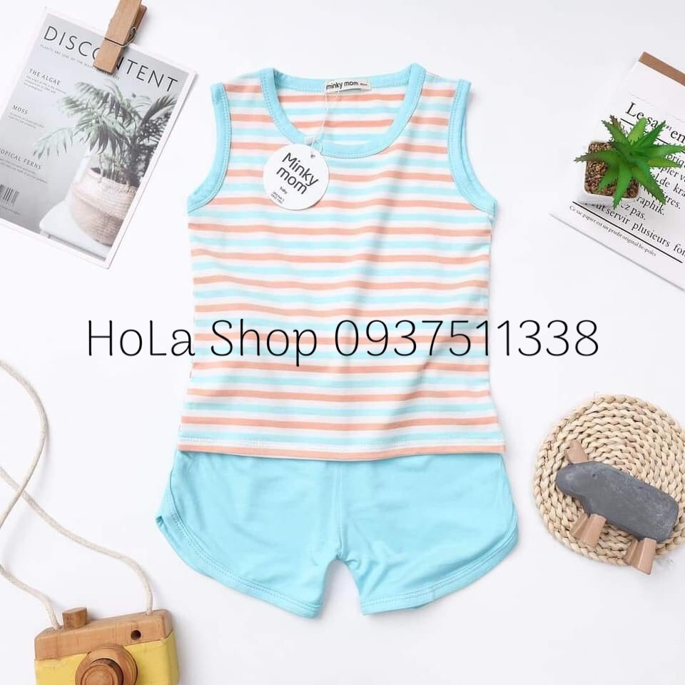 Bộ Ba Lỗ Dệt Sọc Minky Mom Thun Lạnh Siêu Mát Cho Bé TH117