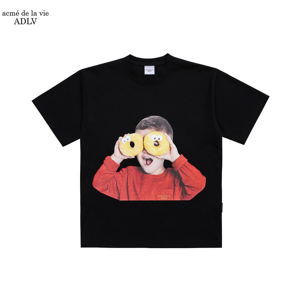 Áo thun ngắn tay cổ tròn ADLV Baby Face Black Donut 7 Đen ADLV Nam Nữ