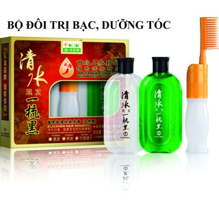Nhuộm tóc phủ bạc dạng gội, dầu gội đen tóc, phủ bạc thảo mộc - 208ml/ chai - Bộ 2 chai