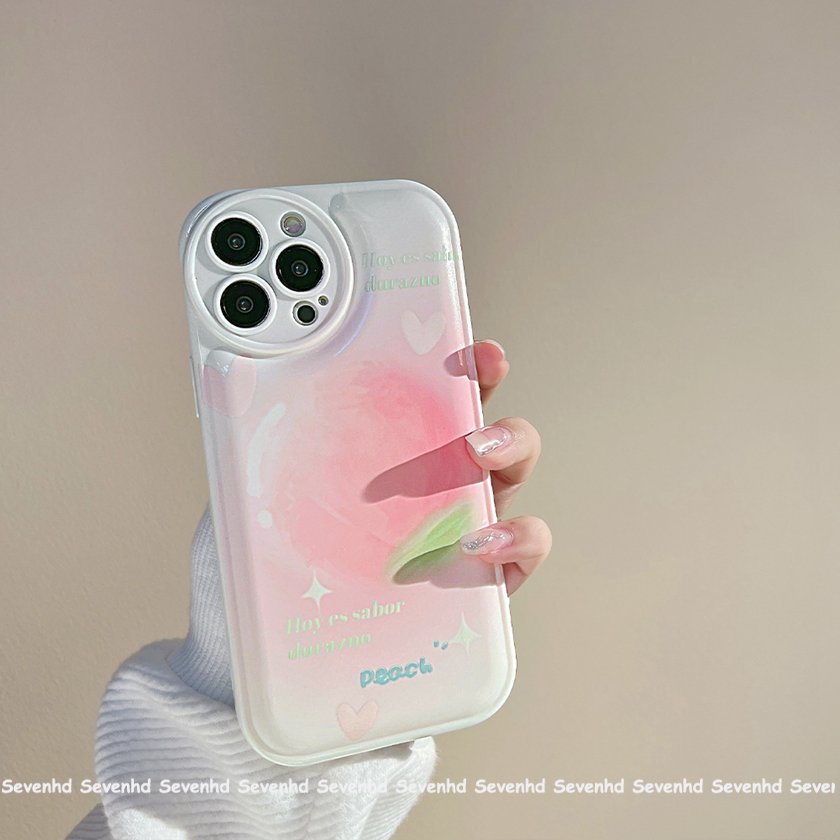 Ốp Điện Thoại Mềm Họa Tiết Quả Đào Mắt To Đơn Giản iPhone 14 13 12 11 Pro Max X XR Xs Max 8 7 6 6s Plus SE 2020