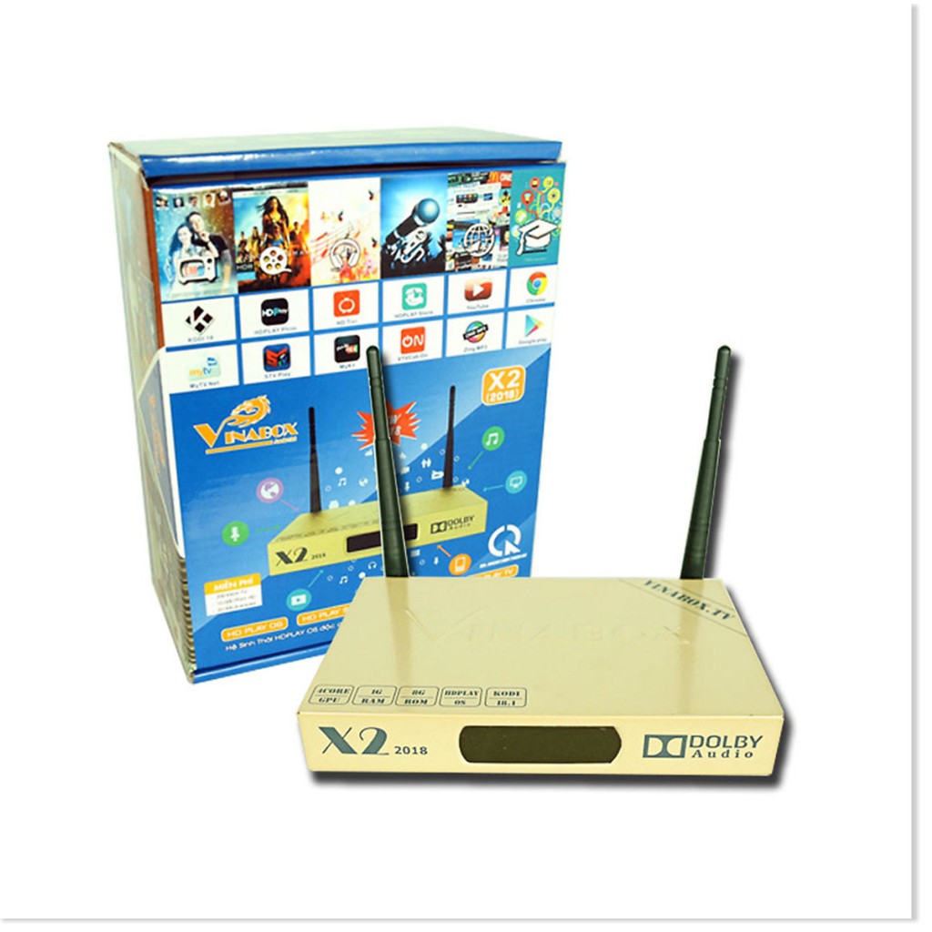 Combo android tv box Vinabox X2 2019 và Điều khiển giọng nói - Hàng Chính Hãng