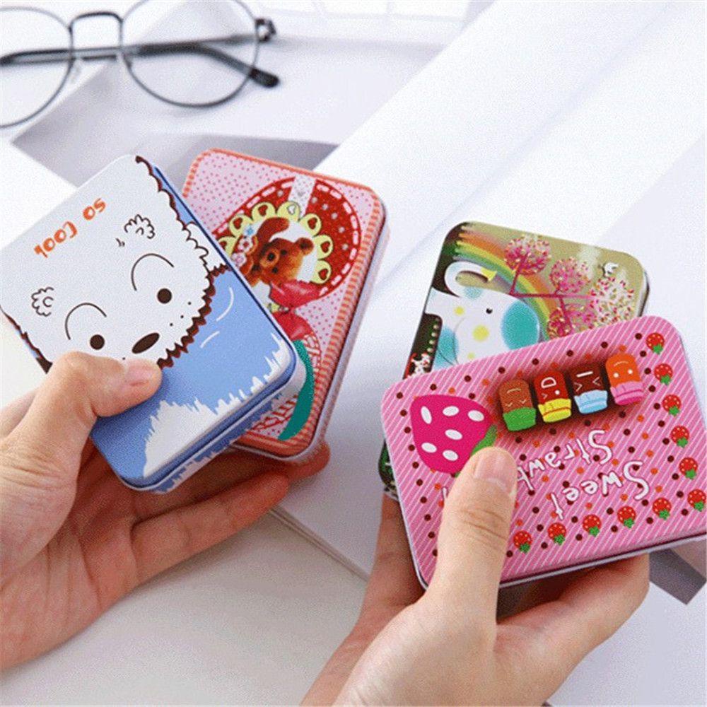 .Hộp Sắt Đựng Đồ Để Bàn Họa Tiết Hoạt Hình Phong Cách Retro