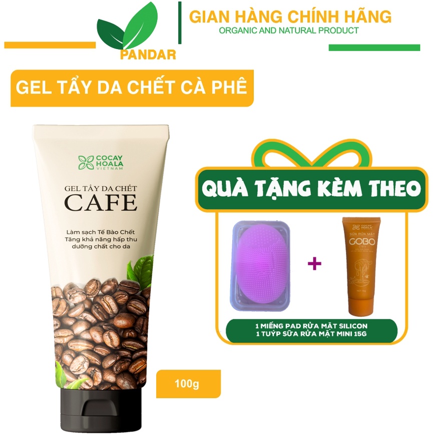 Gel Tẩy Tế bào chết cà phê, sạch da, Cỏ cây hoa lá, 100g, PANDAR