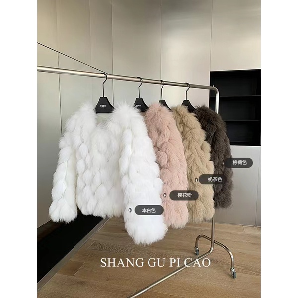 Áo Khoác Giả Lông Cáo Dáng Ôm Ngắn Thời Trang Mùa Đông 2022 Cho Nữ