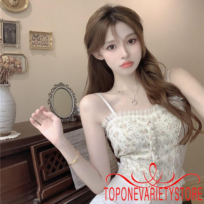 Áo hai dây phối ren không gọng thời trang mùa hè cho nữ