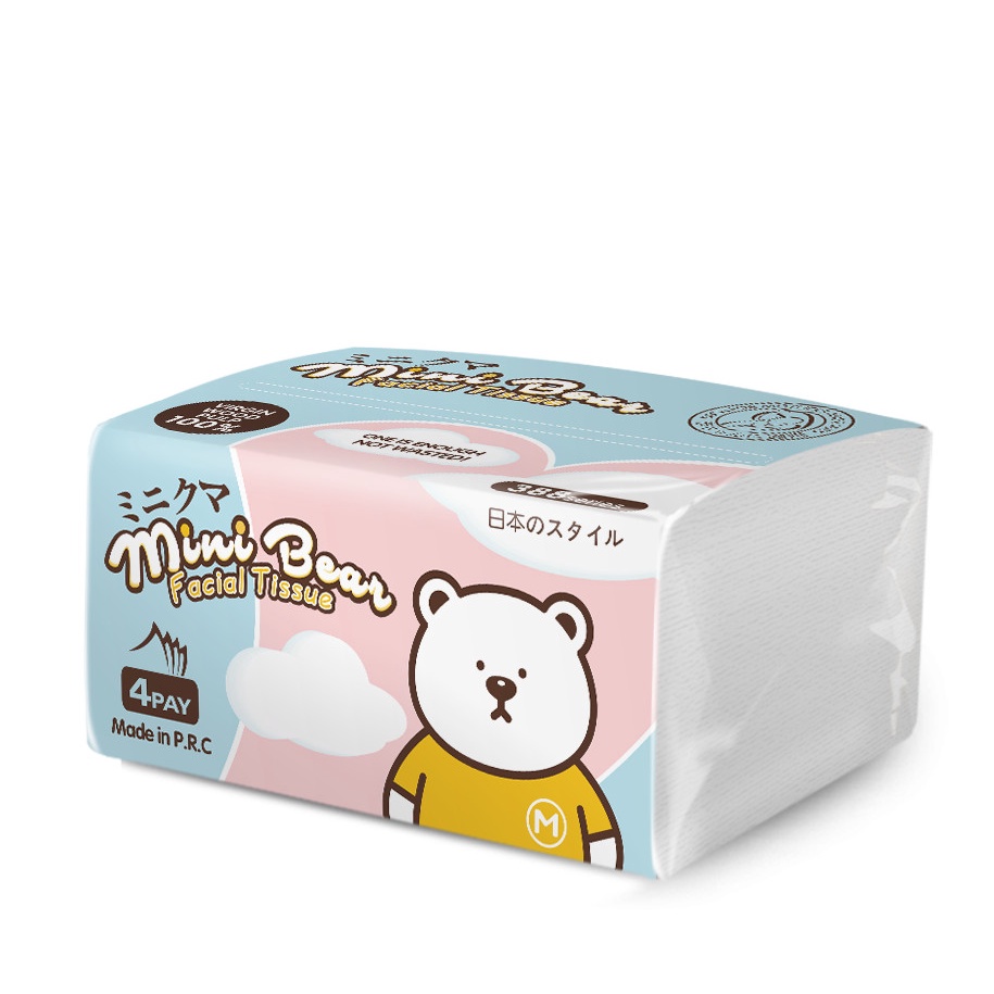 (6 gói) Khăn giấy gấu cao cấp Minibear , khăn giấy đa năng không chứa tạp chất chuyên dùng cho mẹ và bé