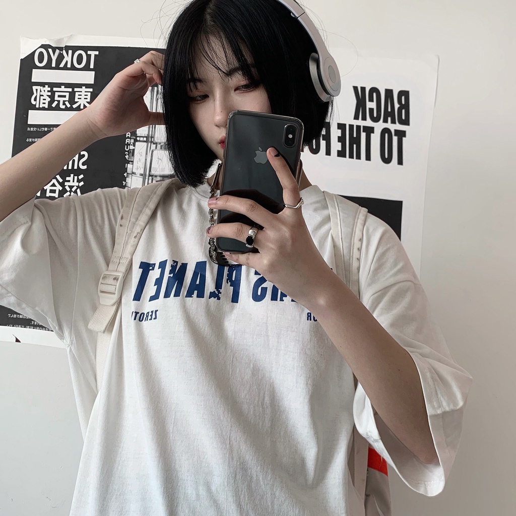 [ ẢNH THẬT + VIDEO ] Áo thun Mars chất cotton co dãn 4 chiều 2 màu Đen, Trắng, from rộng tay lỡ unisex, in trước sau