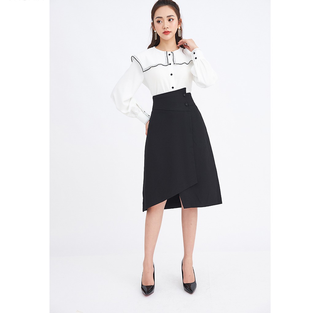 Chân váy dài 92WEAR 2 màu, đủ size, cạp cao vạt lệch JDA1533 | BigBuy360 - bigbuy360.vn