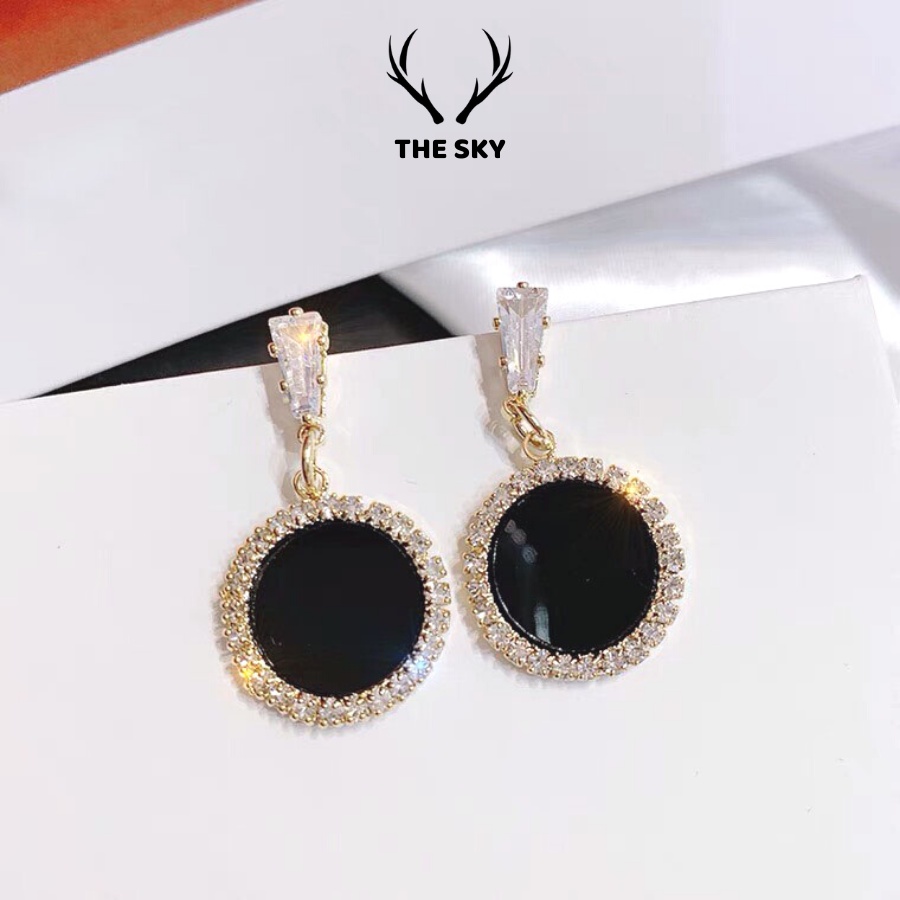 Khuyên Tai Tròn S92596, Bông Tai Nữ Mặt Tròn Đính Đá Hàng Thiết Kế Phong Cách Trẻ Trung Cá Tính