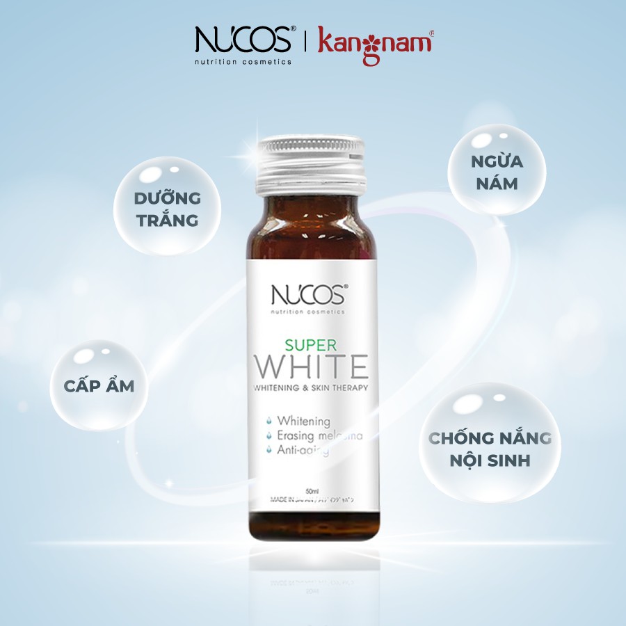 Nước Uống Trắng Da Giảm Thâm Nám Chống Nắng Nucos Super White 50ml x 10 chai TẶNG 2 chai