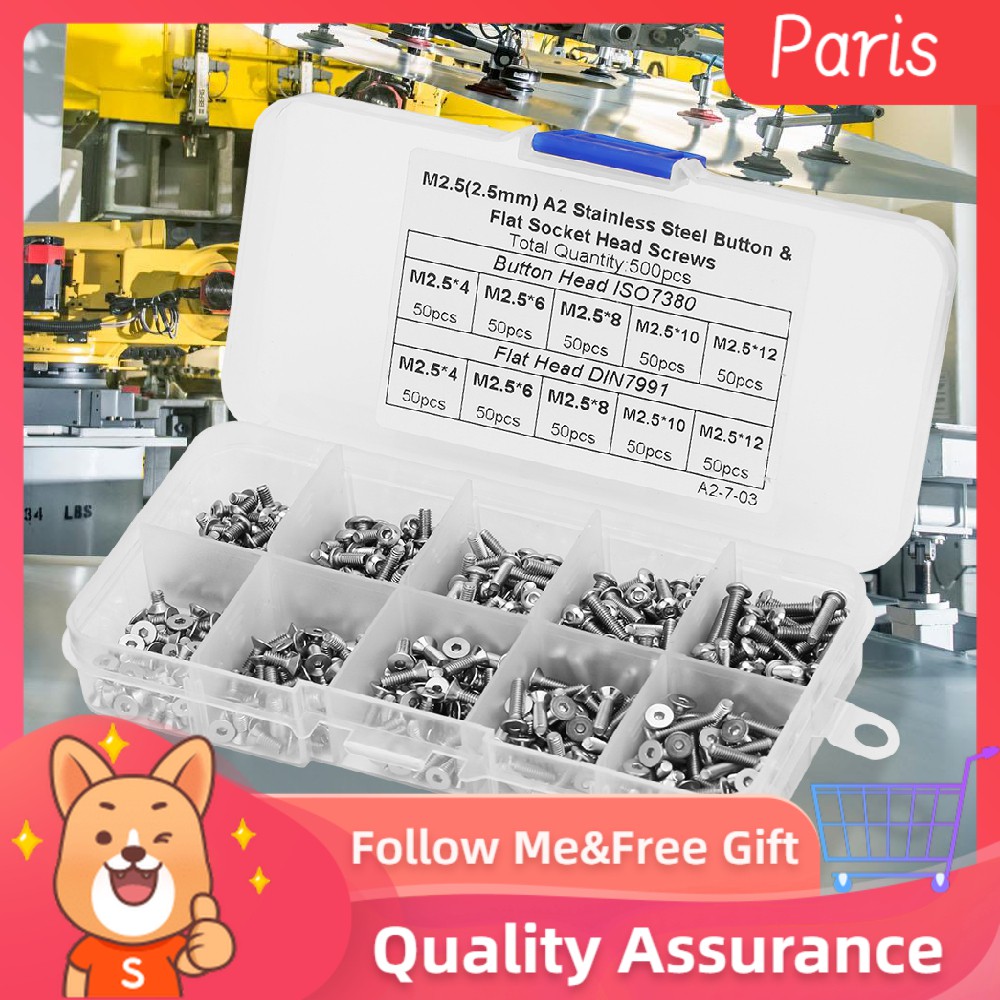 Hộp 500 ốc vít lục giác M2.5*4\M2.5*6M2.5*8\M2.5*10\M2.5*12