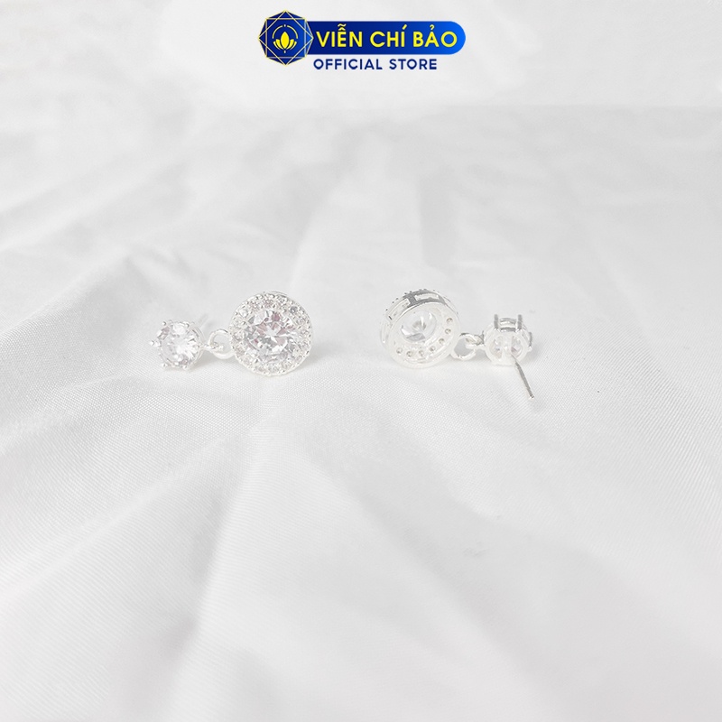 Bông tai bạc nữ tròn thả lấp lánh chất liệu bạc 925 thời trang phụ kiện trang sức nữ Viễn Chí Bảo B400236