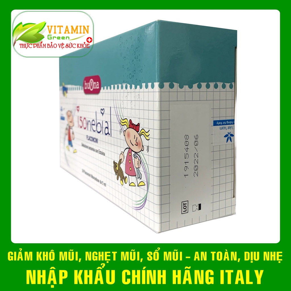 Nước muối sinh lý kết hợp Ectoin IsoNebial Flaconcini giúp giảm khô mũi, nghẹt mũi, sổ mũi | Nhập khẩu chính hãng Italy