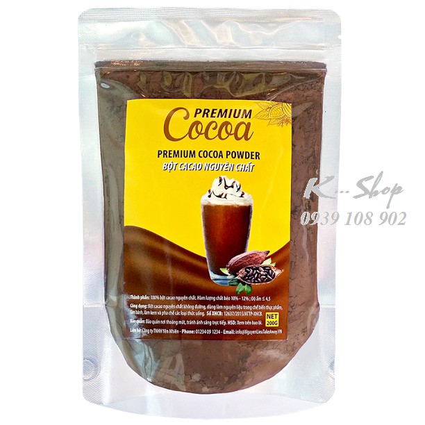 BỘT CACAO NGUYÊN CHẤT Premium Cocoa 200g