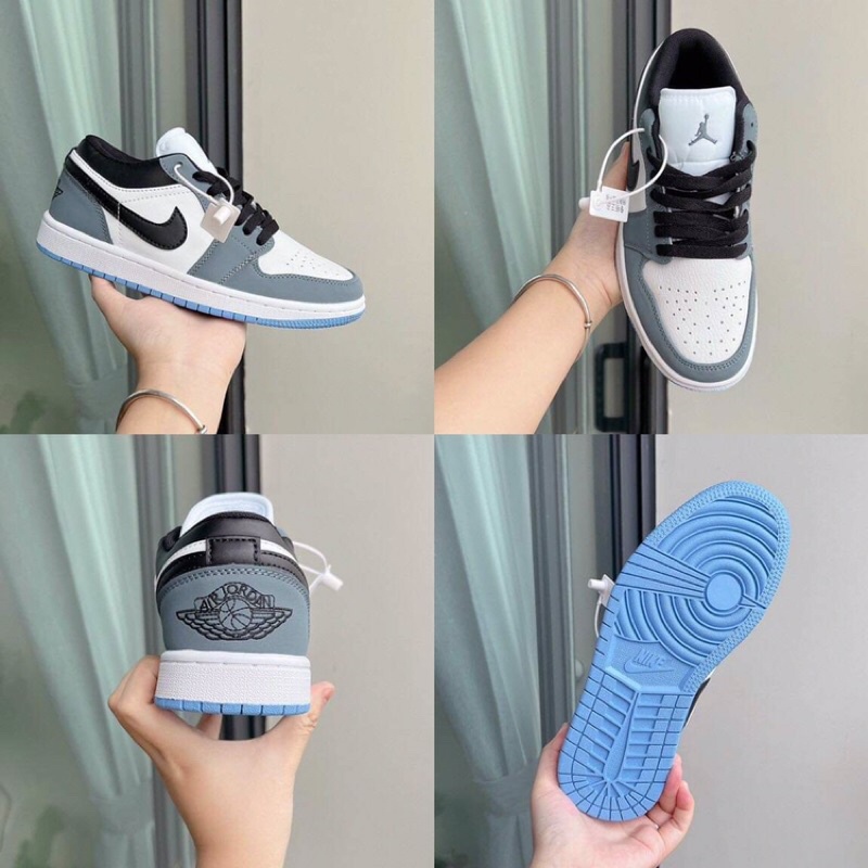 Jordan xanh dương móc đen da thật 11 . Giày jd1 xanh low thể thao nam nữ sneaker