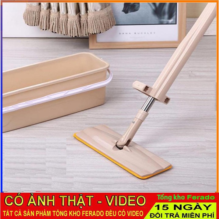 Cây lau nhà tự vắt thông minh Spin Mop xoay 360 độ - Tặng 1 bông lau