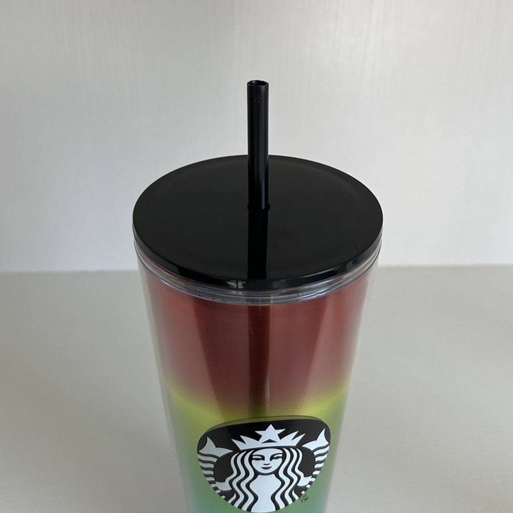 Ly nước Starbucks hai lớp bằng nhựa trong suốt 700ml có ống hút