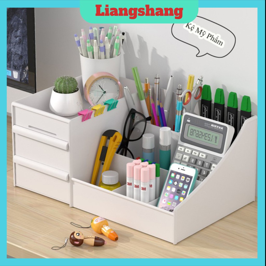 Kệ đựng mỹ phẩm đa năng bằng nhựa 5 màu 2 tầng nhiều ô