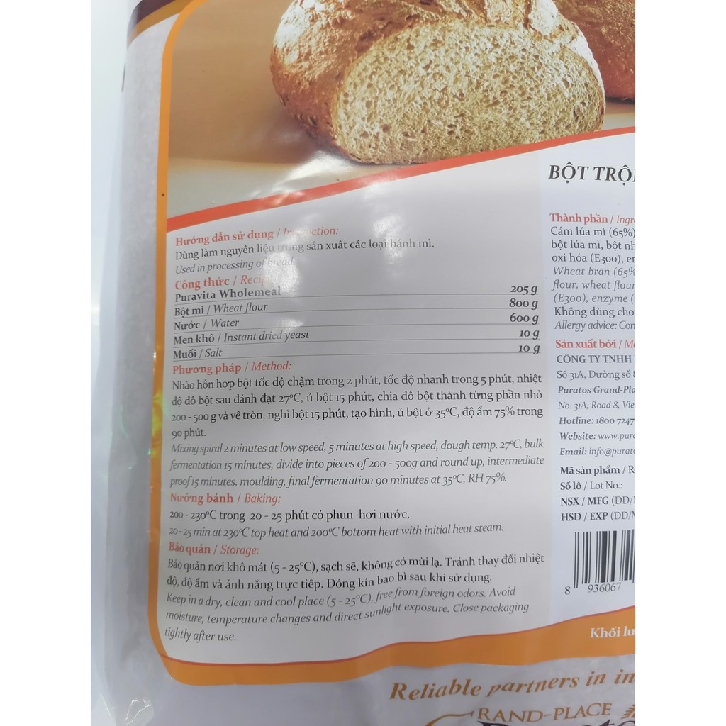 Bột mì nguyên cám PURATOS Puravita Wholemeal 5 kg