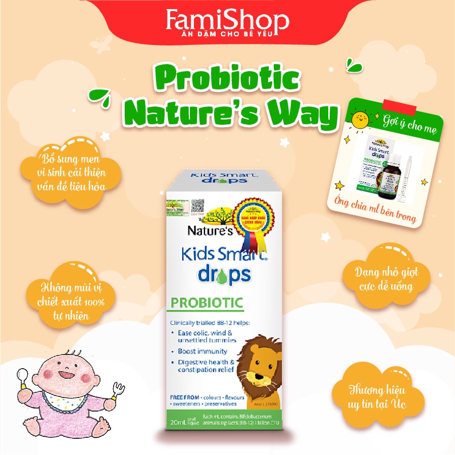 FamiShop Thực phẩm bổ sung men vi sinh cho bé dạng nước Nature's Way 20ml