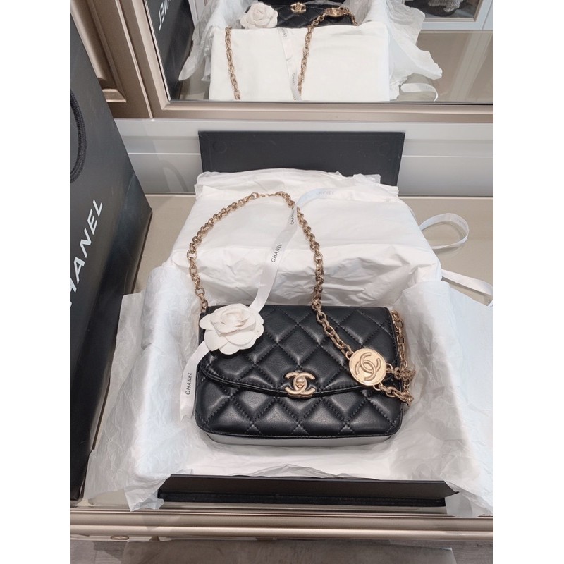 Túi đeo chéo xu da mịn khoá vàng hàng cao cấp fullnox có hộp