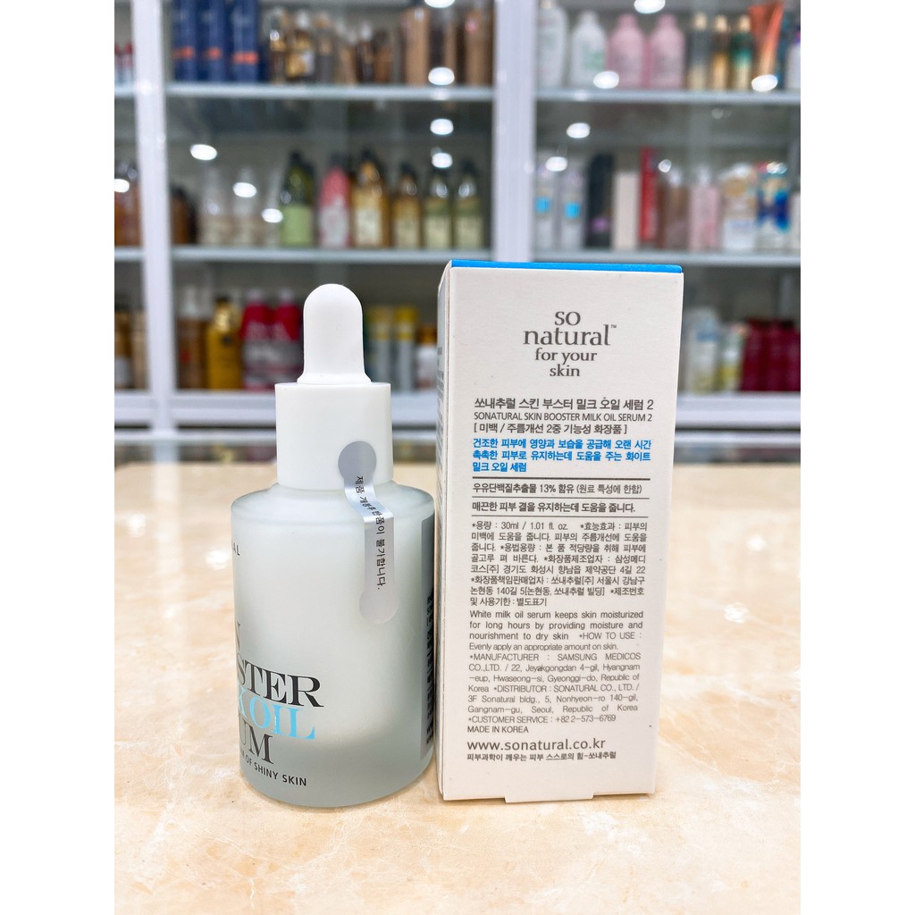 Tinh Chất Serum Kích Trắng Da Dưỡng Ẩm So Natural Skin Booster Milk Oil Serum 30ml Hàn Quốc