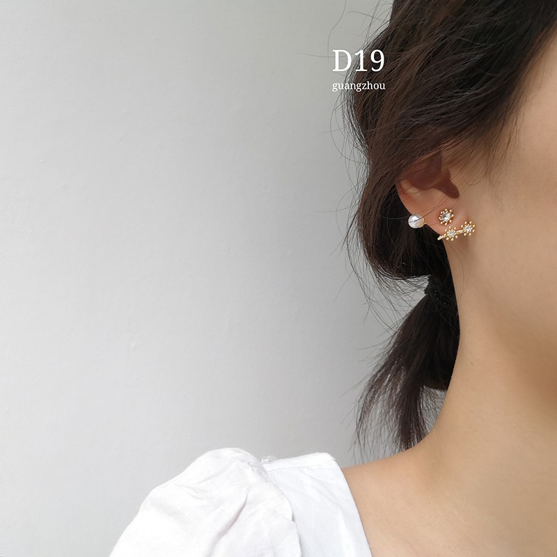 Bông Tai Ngọc Trai Hình Chữ S Lấp Lánh Phong Cách Hàn Quốc Cho Nữ