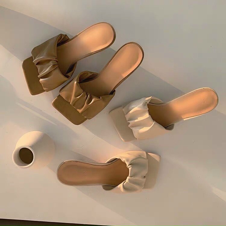 Guốc giày cao gót quai nhún gót nhọn cao 7cm - Q22