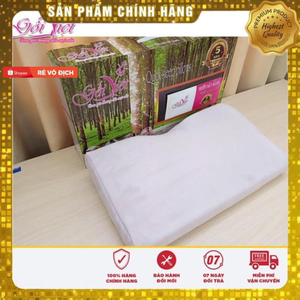 Hàng Công Ty  Gối cao su Nhật Bản size 60x 35cm  Chống Đau Mỏi Vai Gáy, Gối Việt Bảo hành 5 năm