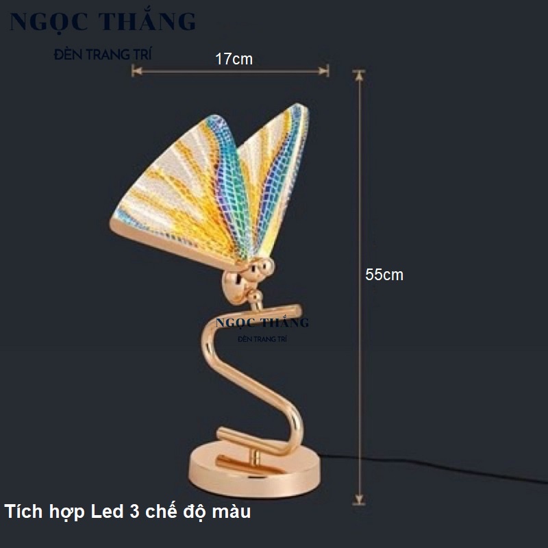 Đèn Cây Đọc Sách Hình Bướm Trang Trí Phòng Khách Phòng Ngủ 8W Led 3 chế độ màu DD110 Ngọc Thắng