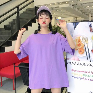 UNISEX - ÁO THUN TRƠN TAY LỞ MÀU TÍM - OVERTEE