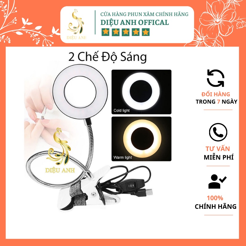 Đèn Led Mini Kẹp Bàn Làm Nail, Nối Mi , Phun Xăm 2 Chế Độ Sáng