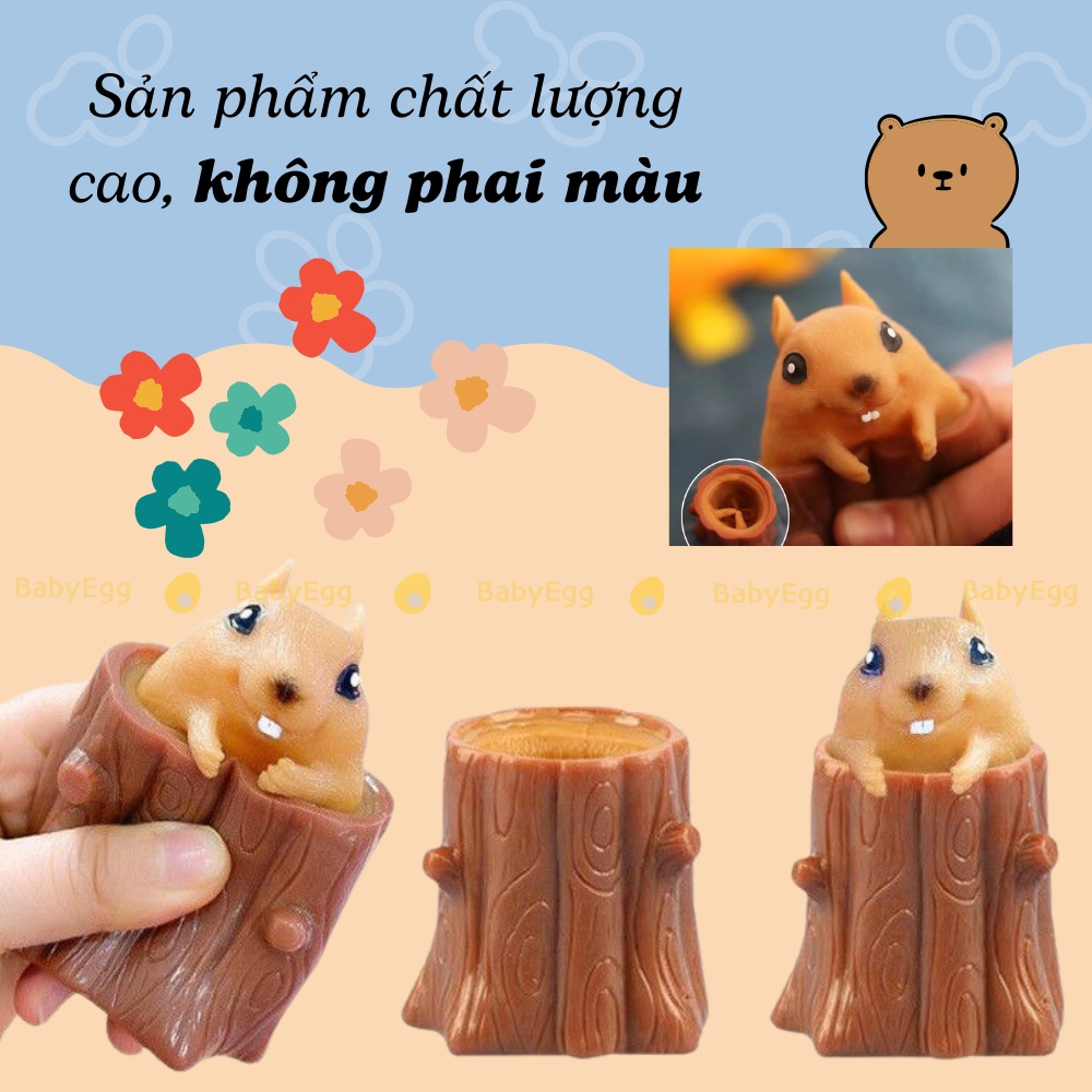 SÓC CHUỘT NÂU dẻo siêu kute Squishy hình SÓC NÂU TRỐN TRONG GỐC CÂY GUDETAMA đáng yêu