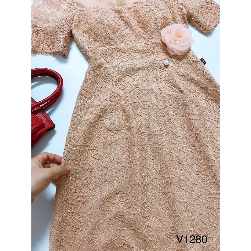 [ xả kho ] MiD Đầm kate Hàn phối ren V1280 trang nhã Mie Design kèm ảnh thật