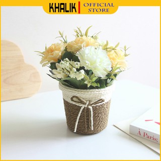 [Hàng đẹp] Hoa giả trang trí Decor KHALIK - CẨM CHƯỚNG - HF002 - Đã bao gồm cả giỏ đựng