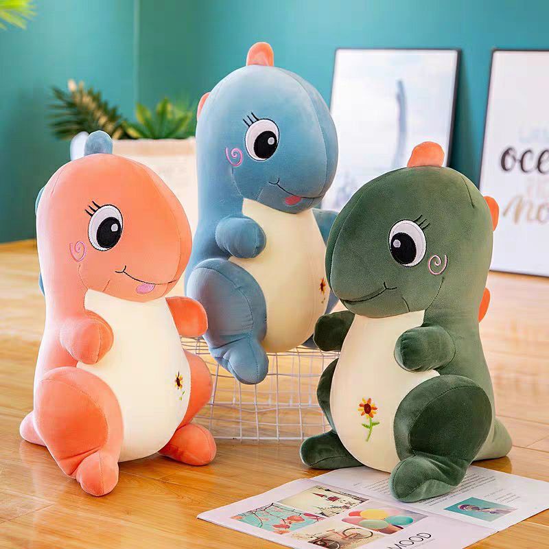 Thú Gấu nhồi Bông, gối ôm hình Khủng Long Ngồi Mini được làm bằng vải nhung mềm mịn an toàn cho da trẻ em.SANBEO.VN