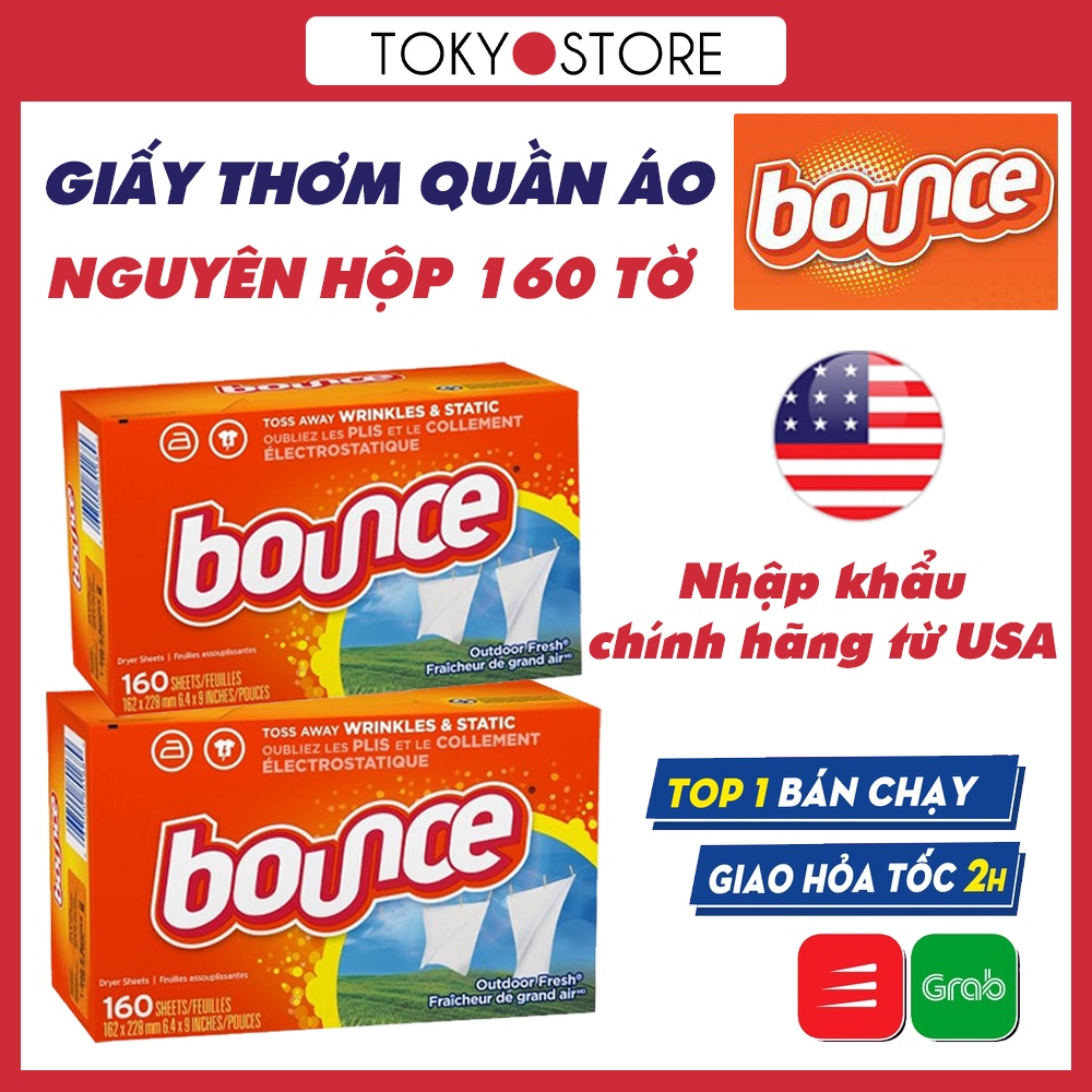 Giấy thơm quần áo Bounce Mỹ 160 tờ Nguyên Hộp - Làm thơm quần áo và loại bỏ mùi ẩm mốc