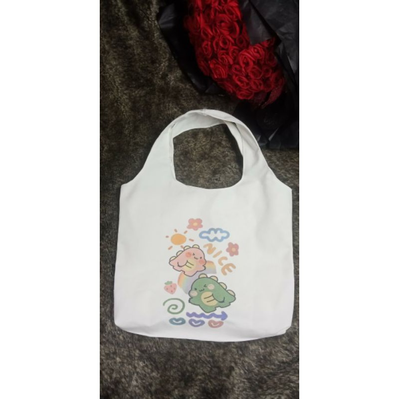 Túi đeo vai đi làm, đi học đẹp giá rẻ, form to, 2 lớp, vải canvas - KHỦNG LONG CUTE