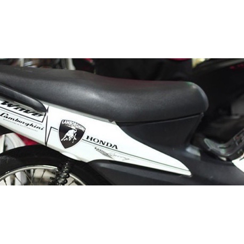 Tem trùm wave lamborghini trắng đen, độ team dán phủ decal xe máy giá rẻ đẹp