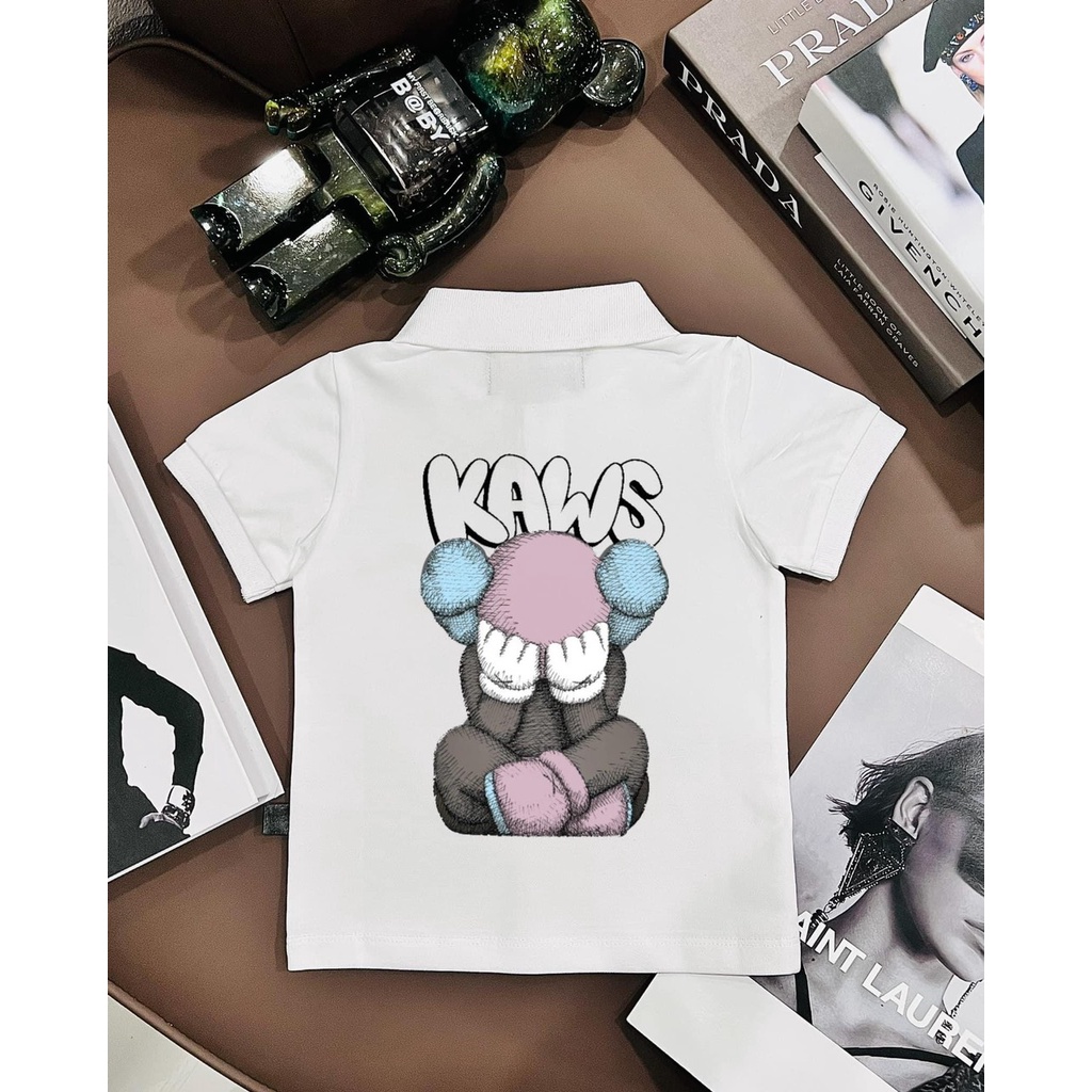Áo polo bé trai hoạ tiết K.A.W áo thun vải cotton thoáng mát SAMY KIDS