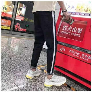 👖👖 Quần baggy jean đen viền trắng